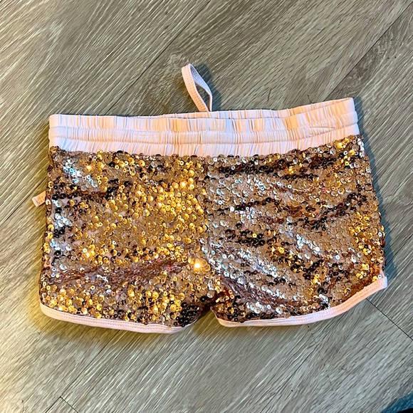 Joyfolie Rose Gold Sequin Performance or Play Short - Picture 2 of 3